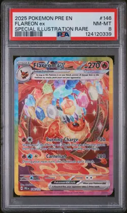 2025 POKEMON PRISMATIC EVOLUTIONS SPECIAL ILLUSTRATION RARE FLAREON EX PSA 8 - Image 2