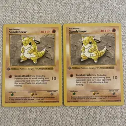 Sandshrew 1st Edition - BLACK & GRAY STAMP - Base Set Shadowless 62/102 Card - Image 1