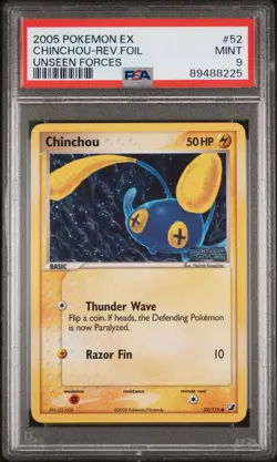 2005 Pokemon Ex Unseen Forces #52 Chinchou-Rev.Foil Unseen Forces PSA 9 - Image 1