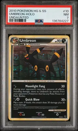 2010 POKEMON HEARTGOLD & SOULSILVER UNDAUNTED #10 UMBREON-HOLO PSA 7 - Image 1