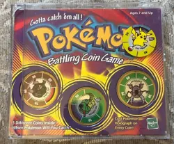 1999 Hasbro Pokemon Battle Gold Coin Game Nintendo Golem Caterpie Pinsir - Image 1