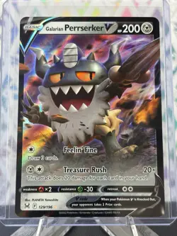 Pokemon TCG Galarian Perrserker V Lost Origin 129/196 Holo Ultra Rare Nm - Image 3