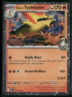 Ethan's Typhlosion 034/182 STAFF - Pokemon TCG Pre Release Destined Rivals NM - Image 1