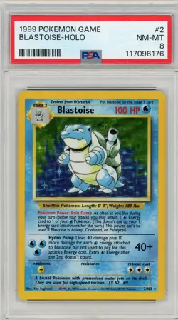 1999 POKEMON GAME #2 BLASTOISE-HOLO PSA 8 - Image 1