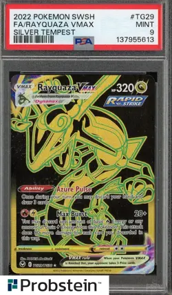 2022 Pokemon SWSH Silver Tempest #TG29 FA Rayquaza VMAX PSA 9 MINT - Image 1