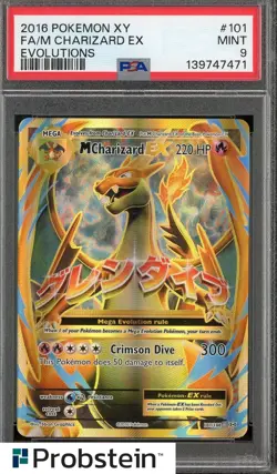 2016 Pokemon XY Evolutions #101 FA M Charizard EX PSA 9 MINT - Image 1