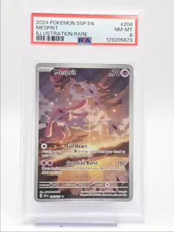 MESPRIT 2024 POKEMON SURGING SPARKS ILLUSTRATION RARE 204/191 PSA 8 Q0004 - Image 1