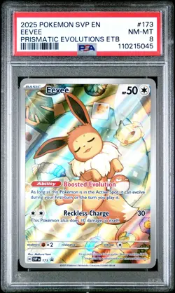 2025 Pokemon SVP En Eevee Prismatic Evolutions ETB Black Star Promo #173 PSA 8 - Image 1