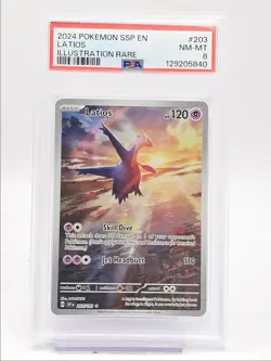 LATIOS 2024 POKEMON SURGING SPARKS ILLUSTRATION RARE 203/191 PSA 8 Q0004 - Image 1