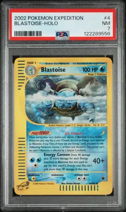 2002 POKEMON EXPEDITION #4 BLASTOISE-HOLO PSA 7 - Image 1