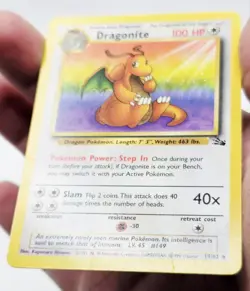 Pokemon TCG Dragonite Fossil 19/62 Unlimited Rare Non Holo Vintage MP - Image 3