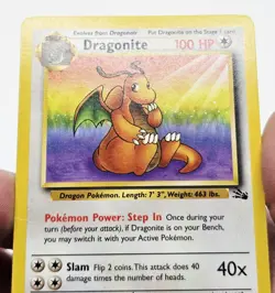 Pokemon TCG Dragonite Fossil 19/62 Unlimited Rare Non Holo Vintage MP - Image 4