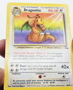 Pokemon TCG Dragonite Fossil 19/62 Unlimited Rare Non Holo Vintage MP - Image 5