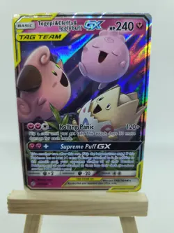 Pokemon Togepi & Cleffa & Igglybuff GX 143/236 Ultra Rare Holo TAG TEAM Sm-Cosm… - Image 1