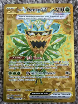 Pokemon Twilight Masquerade Gold Teal Mask Ogerpon EX 221/167 NM - Image 1