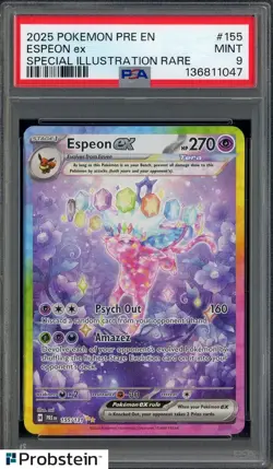 2025 Pokemon Pre En Special Illustration Rare #155 Espeon Ex PSA 9 MINT - Image 1