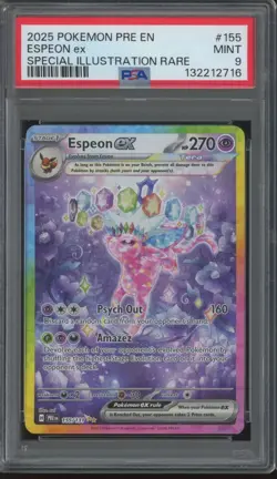 2025 Pokemon PRE EN Special Illustration Rare #155 Espeon ex Mint PSA 9 - Image 1