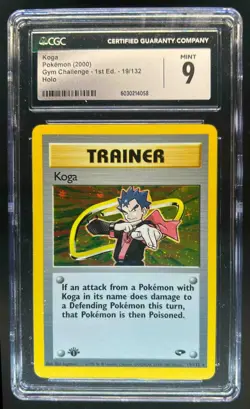 2000 Pokemon Gym Challenge 1st Edition Koga Holo #19/132 CGC 9 - Image 1