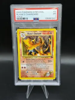 PSA 1 2000 Pokemon Gym Challenge Blaine’s Charizard Holo No. 2 - Image 1