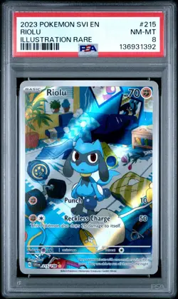 2023 POKEMON SVI EN SCARLET & VIOLET 215 RIOLU ILLUSTRATION RARE PSA 8 - Image 1