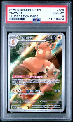 2023 POKEMON SVI EN-SCARLET & VIOLET ILLUSTRATION RARE #209 PAWMOT PSA 8 - Image 1