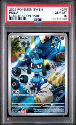2023 POKEMON SVI EN-SCARLET & VIOLET ILLUSTRATION RARE #215 RIOLU PSA 10 - Image 1