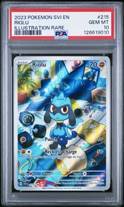 2023 POKEMON SVI EN-SCARLET & VIOLET ILLUSTRATION RARE #215 RIOLU PSA 10 - Image 1