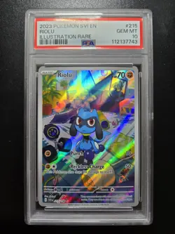 2023 POKEMON SVI EN-SCARLET & VIOLET ILLUSTRATION RARE #215 RIOLU PSA 10 - Image 1