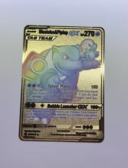 Blastoise & Piplup GX HP270 Gold Metal Art Fan Display Card 253/236 NM/M - Image 1