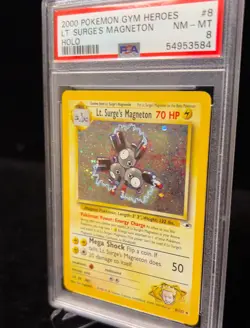 2000 PSA 8 Lt. Surge's Magneton Pokemon Gym Heroes Holo Card #8 - Image 4