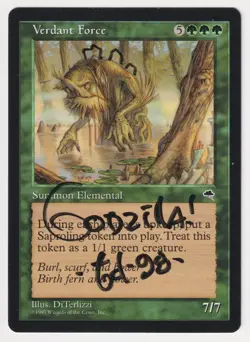 Signed Altered Verdant Force MP Tempest Artist DiTerlizzi Dated 98 MTG Godzilla! - Image 1