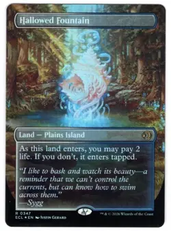 MTG Lorwyn Eclipsed Hallowed Fountain Land Borderless Foil Rare R 0347 - Image 1