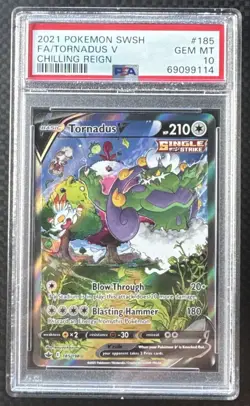 2021 Pokemon SWSH Chilling Reign Tornadus V Alt Alternate Art 185/198 PSA 10 - Image 1