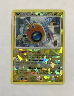Pokemon WASH ROTOM Card RT5 Reverse Holo Cracked Ice Rare LP Rising Rivals TCG - Image 1