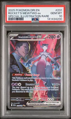 2025 POKEMON DRI EN-DESTINED RIVALS #231 TEAM ROCKET'S MEWTWO EX PSA 10 - Image 1