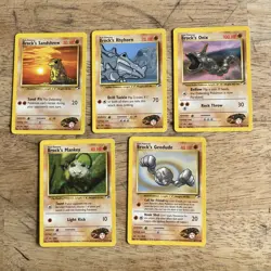 Lot Of 5 Vintage Pokemon TCG Gym Heroes Brock’s: Geodude,Mankey,Onix,Rhyhorn,San - Image 1