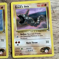 Lot Of 5 Vintage Pokemon TCG Gym Heroes Brock’s: Geodude,Mankey,Onix,Rhyhorn,San - Image 4
