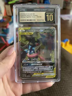 Pokemon TCG Chinese Greninja & Zoroark GX Tag Team RR CSM2CC-046/150 CGC 10 GEM - Image 1