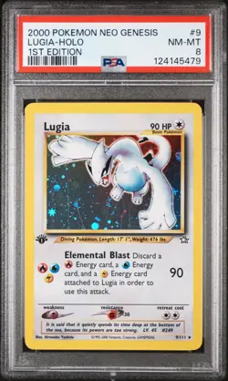 2000 POKEMON NEO GENESIS 1ST ED #9 LUGIA-HOLO PSA 8 - Image 1