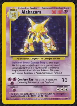 Pokemon Alakazam 1/102 Holo 1999-2000 UK 4th Print Base Set - Image 1