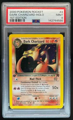2000 Pokemon Team Rocket First Edition Dark Charizard Holo #4/82 PSA 9 - Image 1