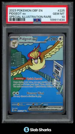 2023 POKEMON OBSIDIAN FLAMES 225/197 PIDGEOT EX SPECIAL ILLUSTRATION RARE PSA 10 - Image 1