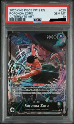 PSA 10 2025 ONE PIECE OP12-LEGACY OF THE MASTER #020 RORONOA ZORO ALTERNATE ART - Image 1