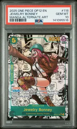 ONE PIECE 2025 OP12-LEGACY OF THE MASTER #118 JEWELRY BONNEY MANGA PSA 10 - Image 1