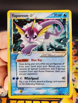 Pokemon TCG Vaporeon Gold Star 102/108 EX Power Keepers MP - Image 1