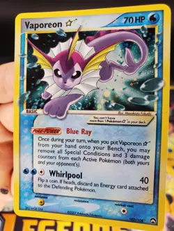 Pokemon TCG Vaporeon Gold Star 102/108 EX Power Keepers MP - Image 2