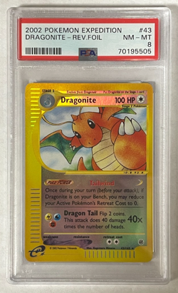 Dragonite Reverse Foil PSA 8 NM-MT (2002) Pokemon Expedition E-Reader Series #43 - Image 1