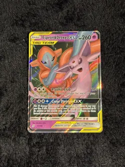 Pokemon Espeon & Deoxys GX TAG TEAM Ultra Rare Holo Card Sm-Unified Minds 72/236 - Image 1