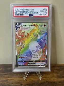 2020 Pokemon SWSH Champions Path Secret FA Charizard VMax 074/072 PSA 10 - Image 1