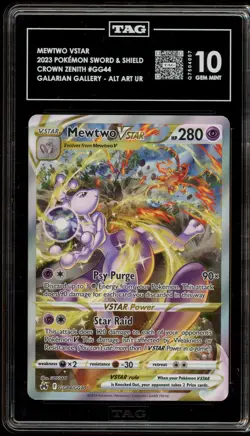 Pokemon Mewtwo VSTAR Crown Zenith Galarian Gallery Full Art #GG44 TAG 10 - Image 1